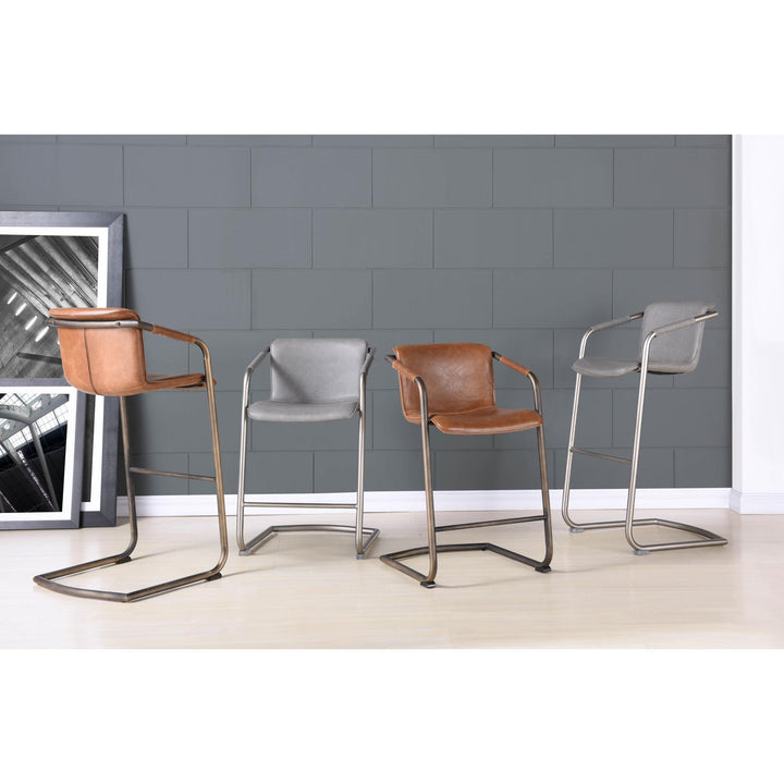 Indy Faux Leather Dining Arm Chair Rubbed Gold Frame - Antique Cigar Brown - view 2
