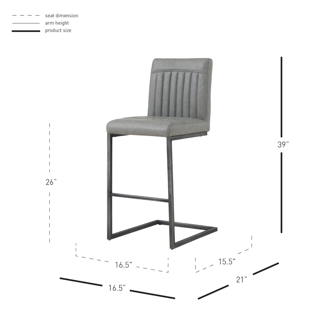 Ronan Faux Leather Counter Stool - Antique Graphite Gray