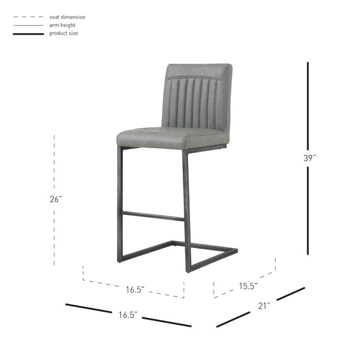 Ronan Faux Leather Counter Stool - Antique Graphite Gray