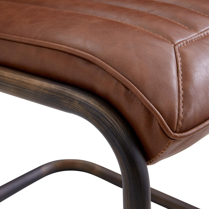 Cooper Faux Leather Dining Side Chair Rubbed Gold Frame - Antique Cigar Brown - view 7