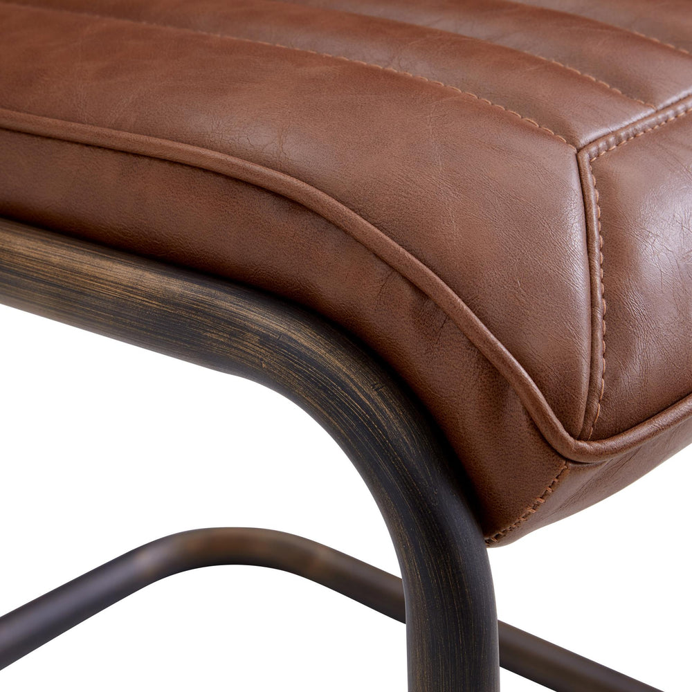Cooper Faux Leather Dining Side Chair Rubbed Gold Frame - Antique Cigar Brown - view 7