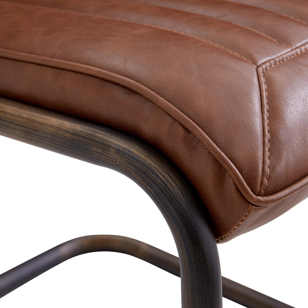Cooper Faux Leather Dining Side Chair Rubbed Gold Frame - Antique Cigar Brown - view 7