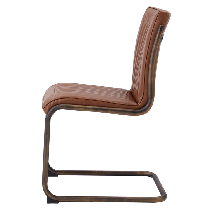 Cooper Faux Leather Dining Side Chair Rubbed Gold Frame - Antique Cigar Brown - view 4