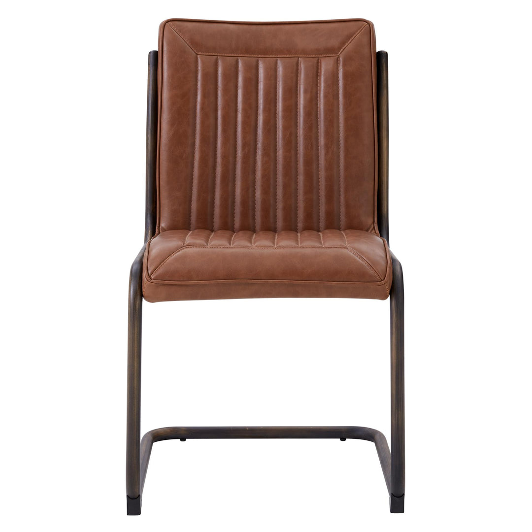 Cooper Faux Leather Dining Side Chair Rubbed Gold Frame - Antique Cigar Brown - view 3