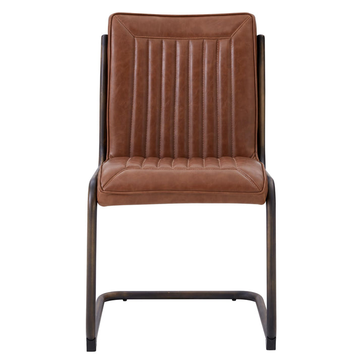 Cooper Faux Leather Dining Side Chair Rubbed Gold Frame - Antique Cigar Brown - view 3