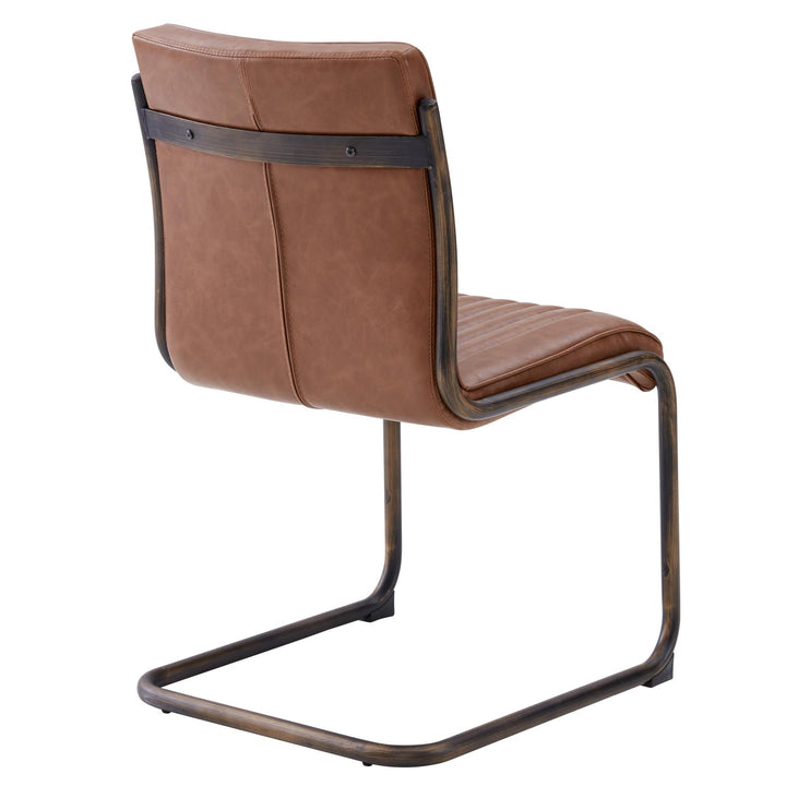 Cooper Faux Leather Dining Side Chair Rubbed Gold Frame - Antique Cigar Brown - view 6