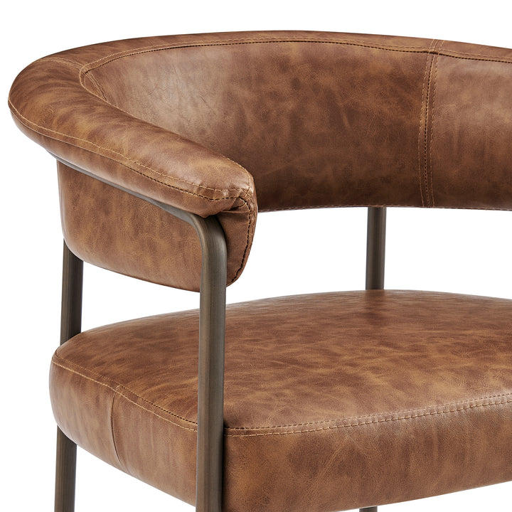 Kaiden Faux Leather Counter Stool - Antique Cigar Brown - view 9