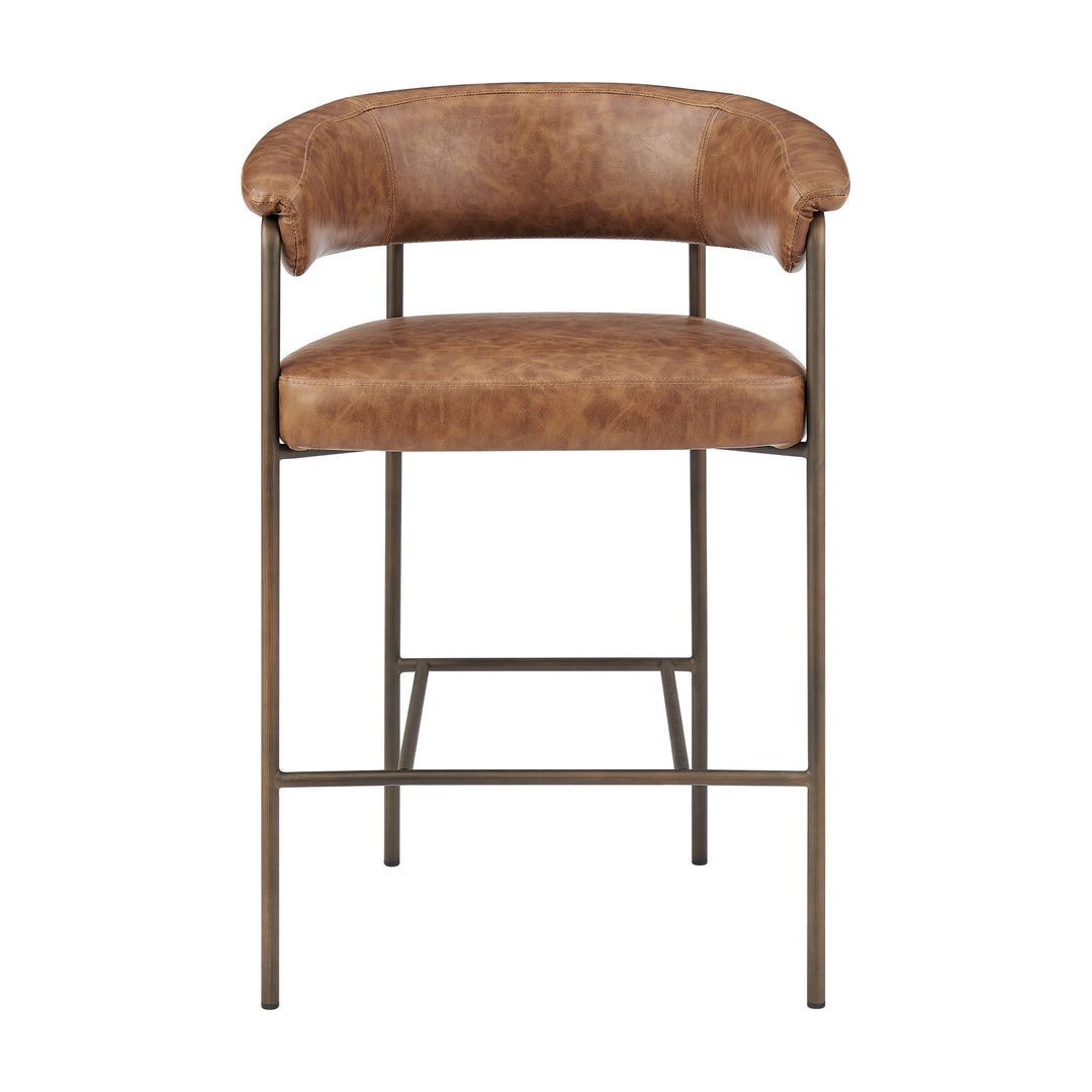 Kaiden Faux Leather Counter Stool - Antique Cigar Brown - view 4