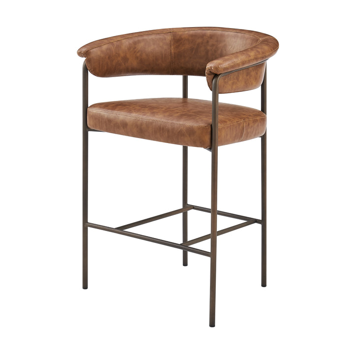 Kaiden Faux Leather Counter Stool - Antique Cigar Brown