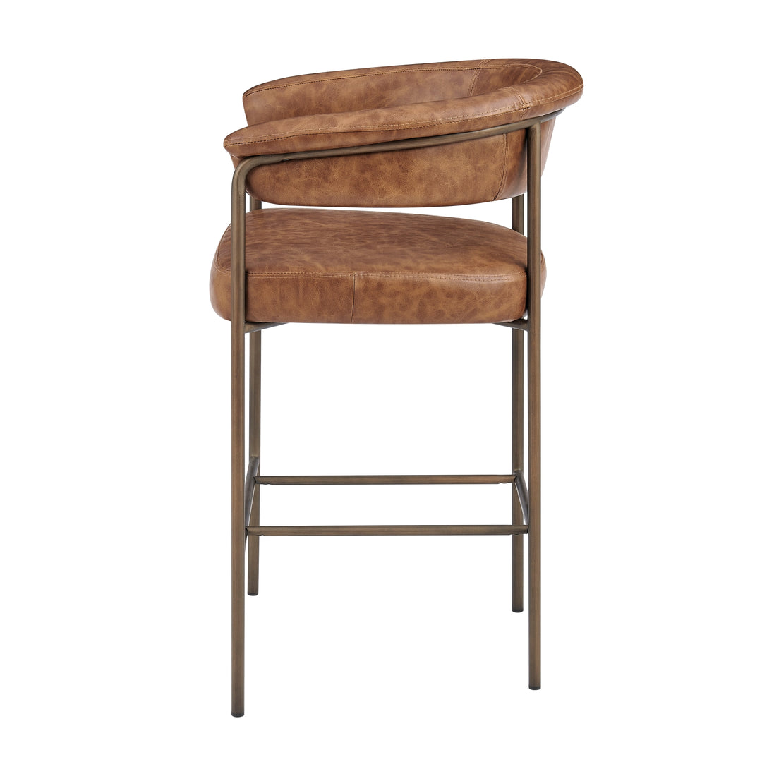 Kaiden Faux Leather Counter Stool - Antique Cigar Brown - view 5