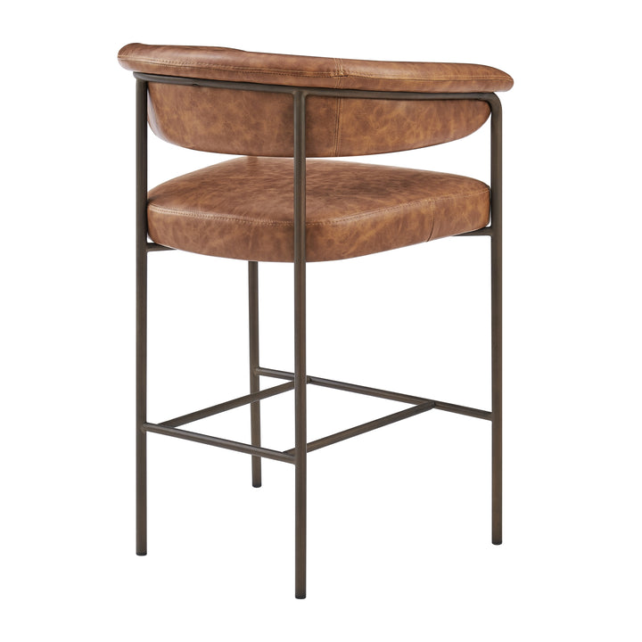 Kaiden Faux Leather Counter Stool - Antique Cigar Brown - view 7