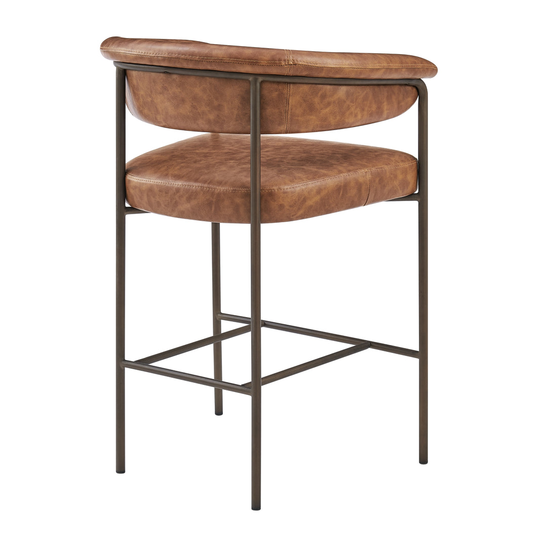 Kaiden Faux Leather Counter Stool - Antique Cigar Brown - view 7