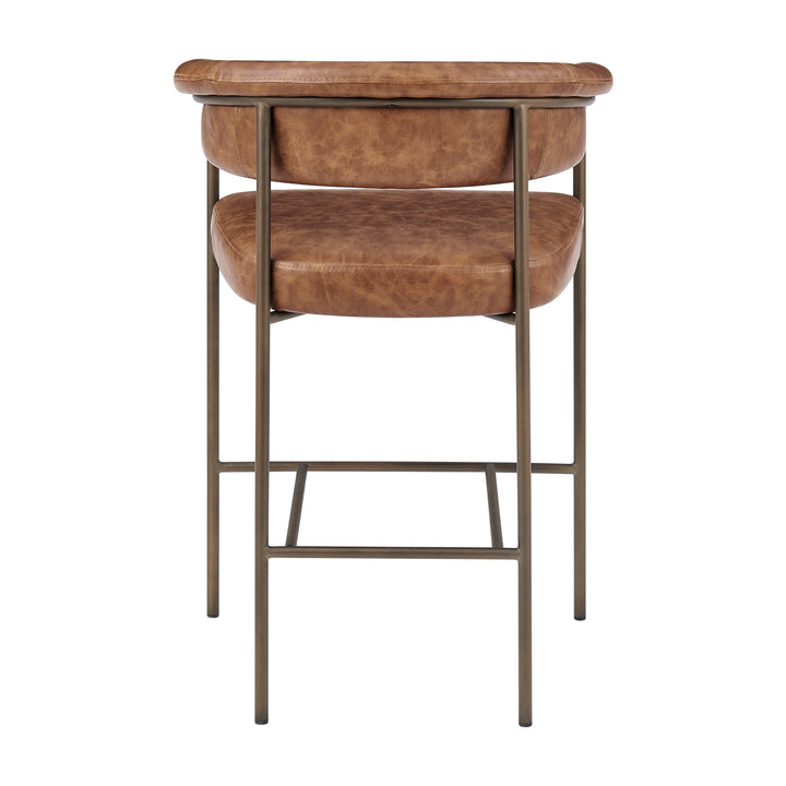 Kaiden Faux Leather Counter Stool - Antique Cigar Brown - view 6