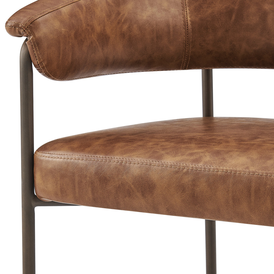 Kaiden Faux Leather Counter Stool - Antique Cigar Brown - view 10
