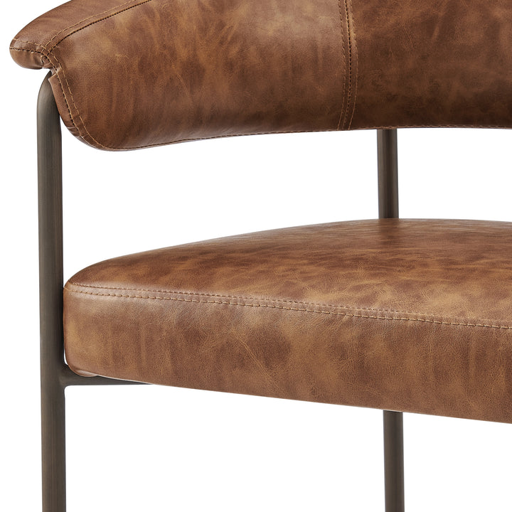 Kaiden Faux Leather Counter Stool - Antique Cigar Brown - view 10