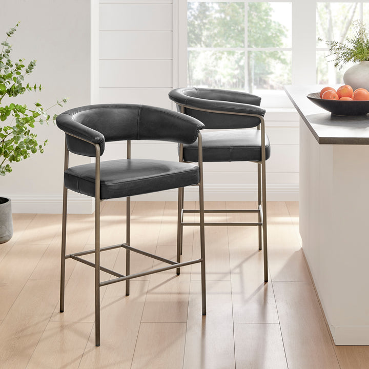 Kaiden Faux Leather Counter Stool - Cano Black - view 3