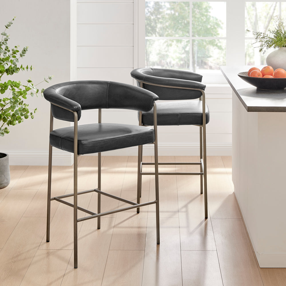 Kaiden Faux Leather Counter Stool - Cano Black - view 3