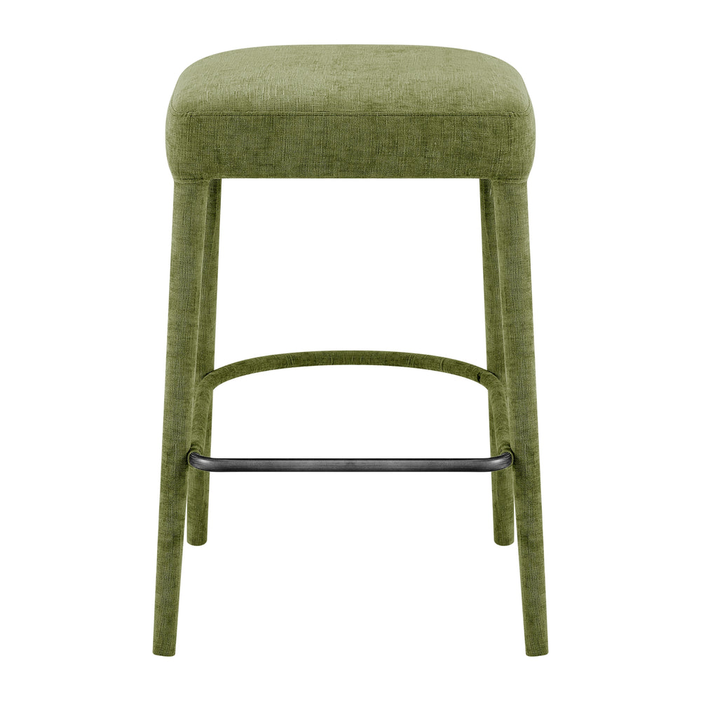 Rylee Chenille Backless Counter Stool - Millburry Green - view 4