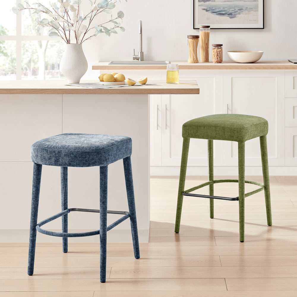 Rylee Chenille Backless Counter Stool - Millburry Green - view 3