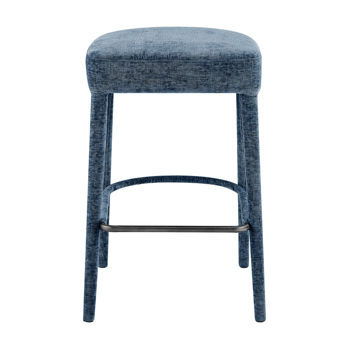 Rylee Chenille Backless Counter Stool - Millburry Blue - view 4