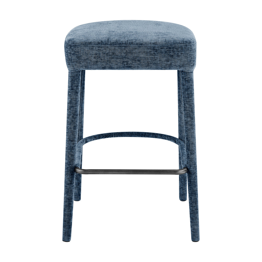 Rylee Chenille Backless Counter Stool - Millburry Blue - view 4