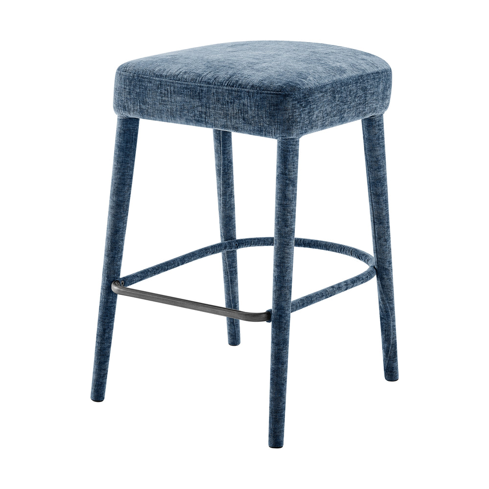 Rylee Chenille Backless Counter Stool - Millburry Blue