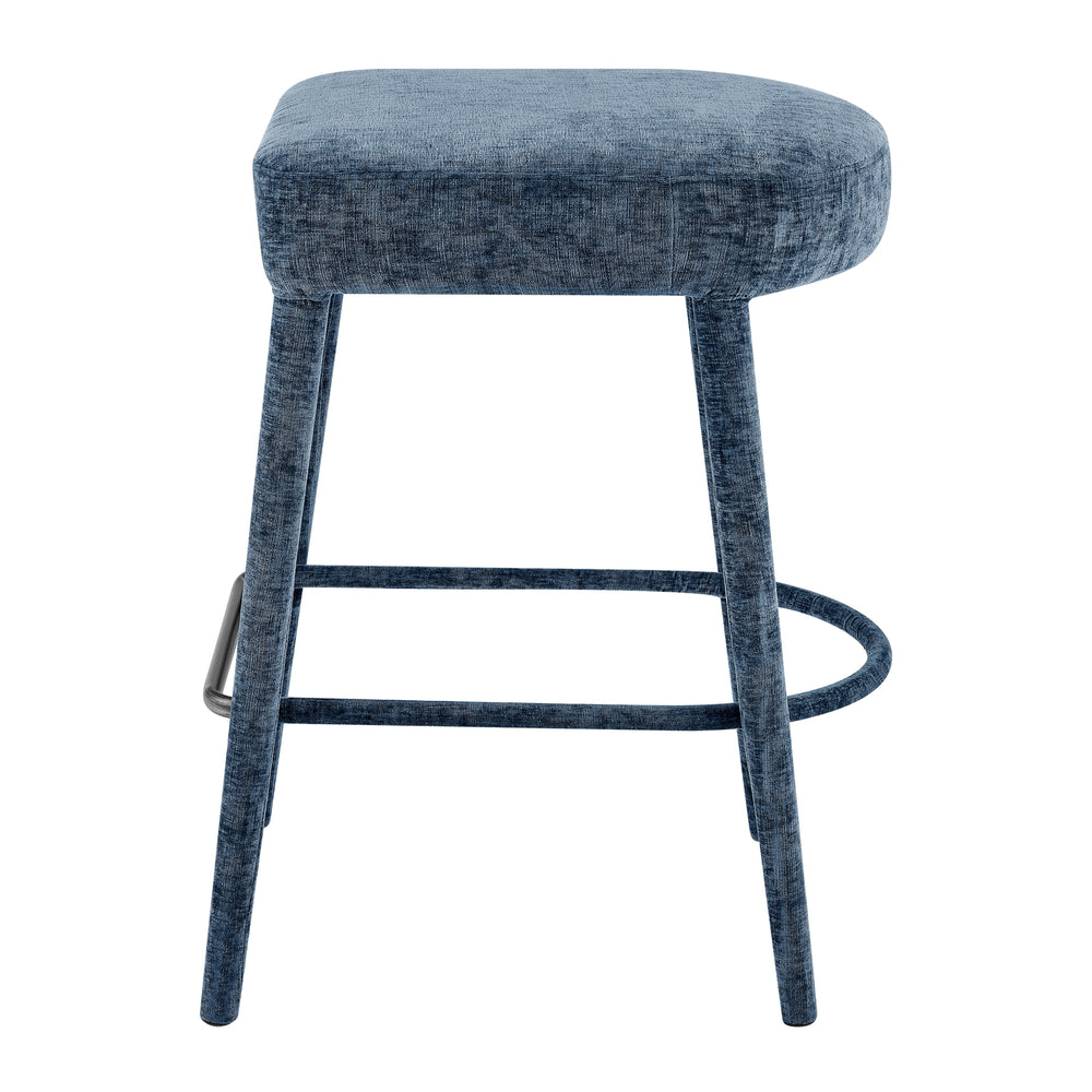 Rylee Chenille Backless Counter Stool - Millburry Blue - view 5