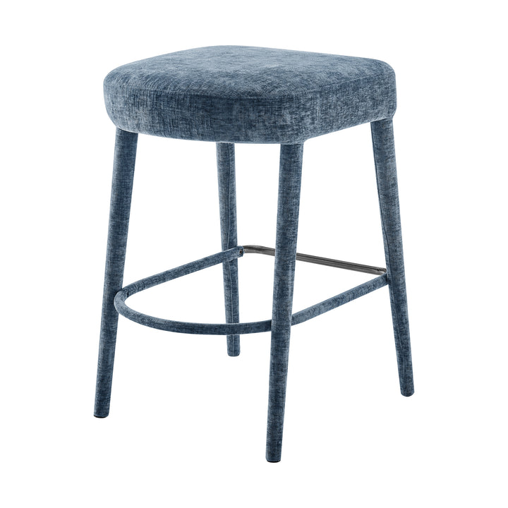 Rylee Chenille Backless Counter Stool - Millburry Blue - view 7
