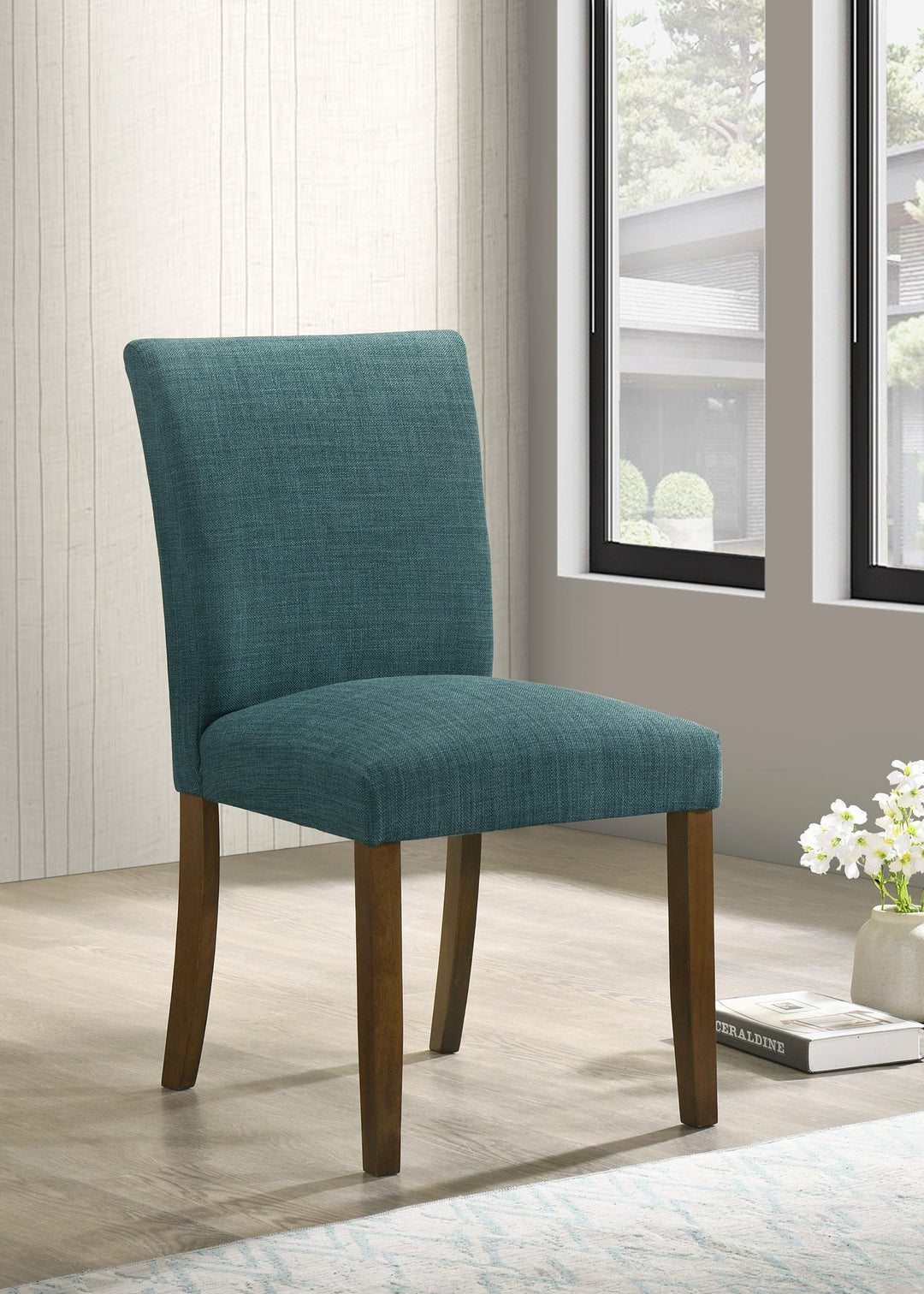 Coaster Furniture 106377 Cantley Upholstered Dining Side Chair Teal Blue