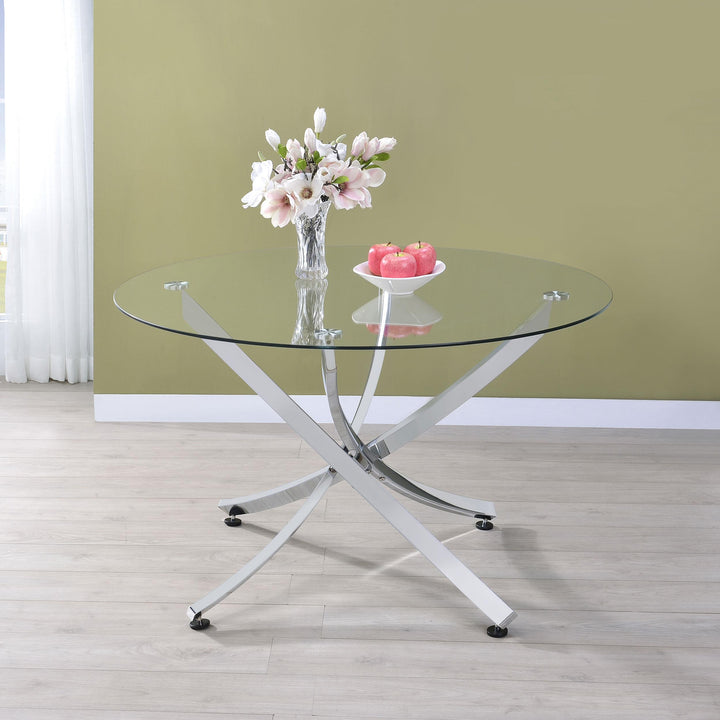 coaster-furniture-106440-beckham-round-46-inch-glass-top-dining-table-chrome