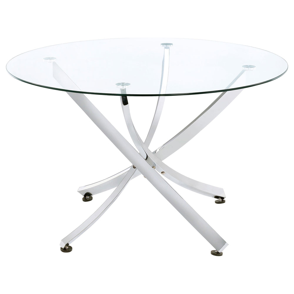 Coaster Furniture 106440 Beckham Round 46-inch Glass Top Dining Table Chrome