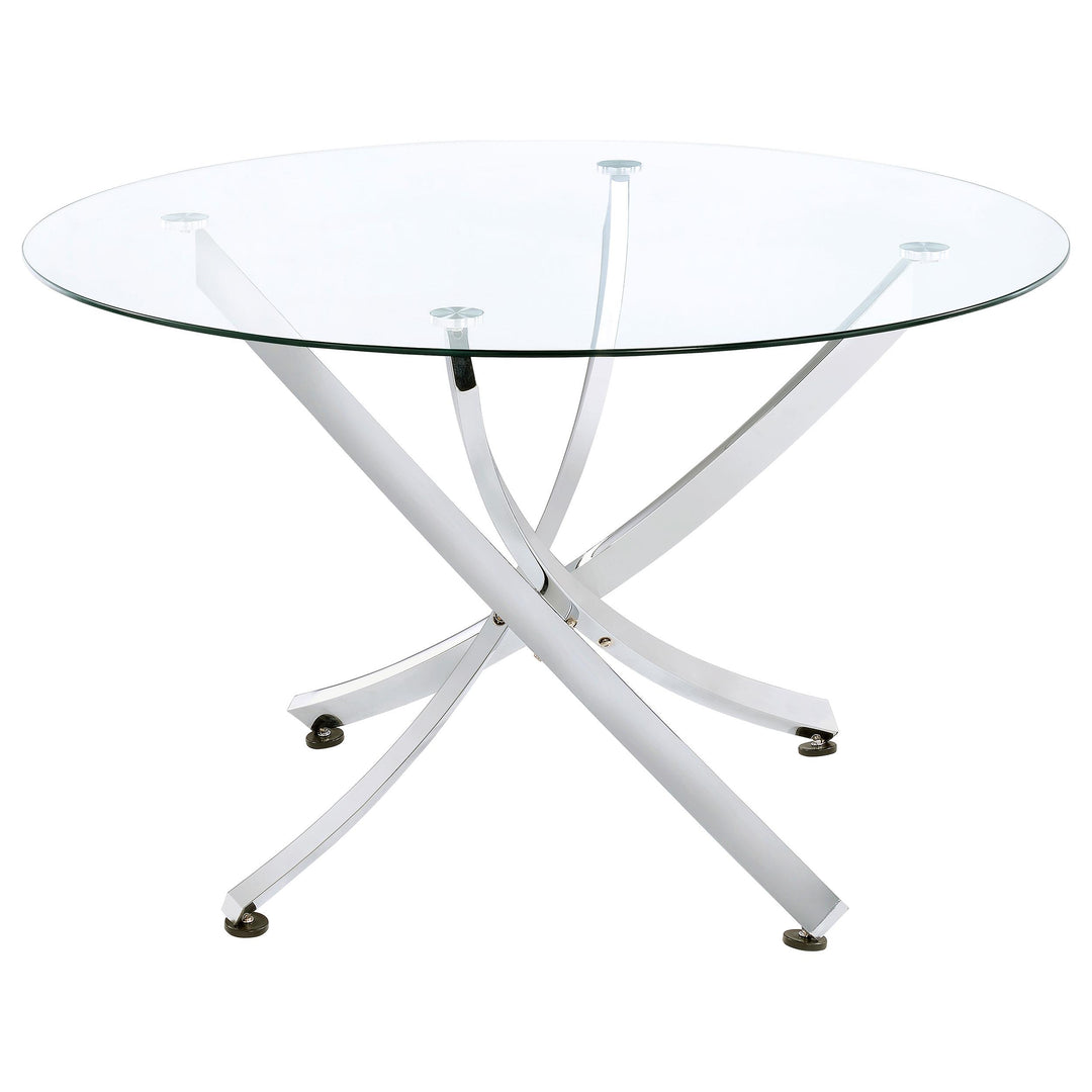 Coaster Furniture 106440 Beckham Round 46-inch Glass Top Dining Table Chrome