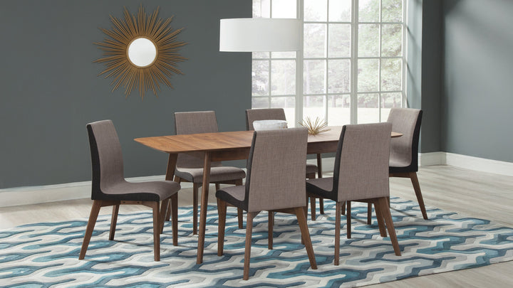 Redbridge - 7 Piece Rectangular Dining Set - Natural Walnut