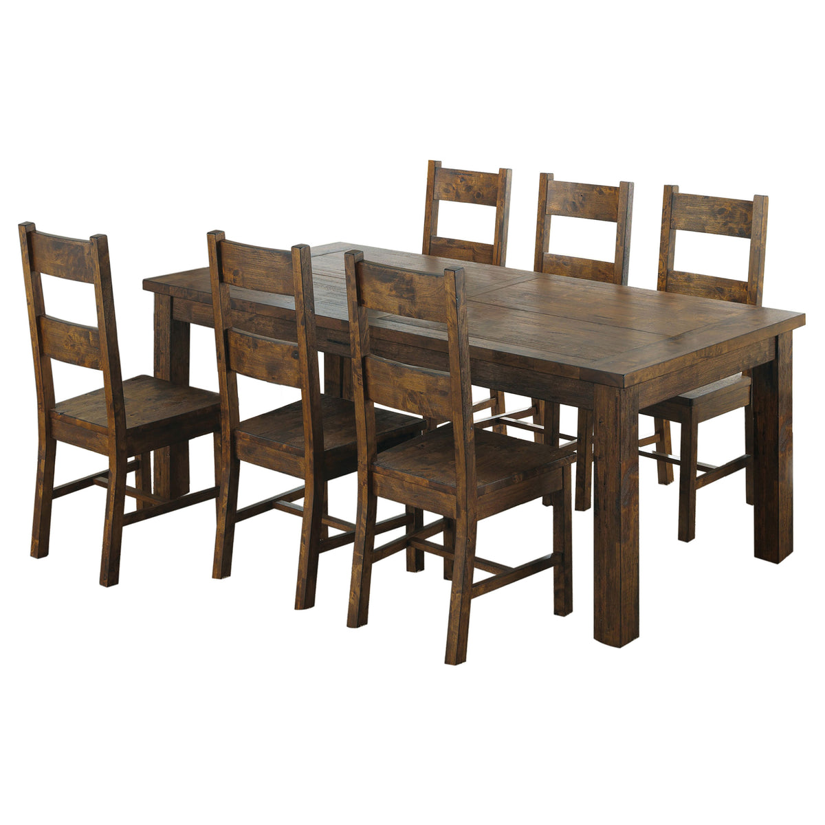Coleman - 7 Piece Rectangular Dining Set - Rustic Golden Brown - Wood