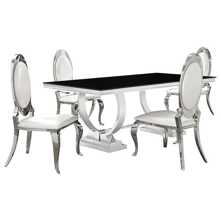 coaster-furniture-107871-s5-antoine-5-piece-rectangular-glass-top-dining-set-chrome