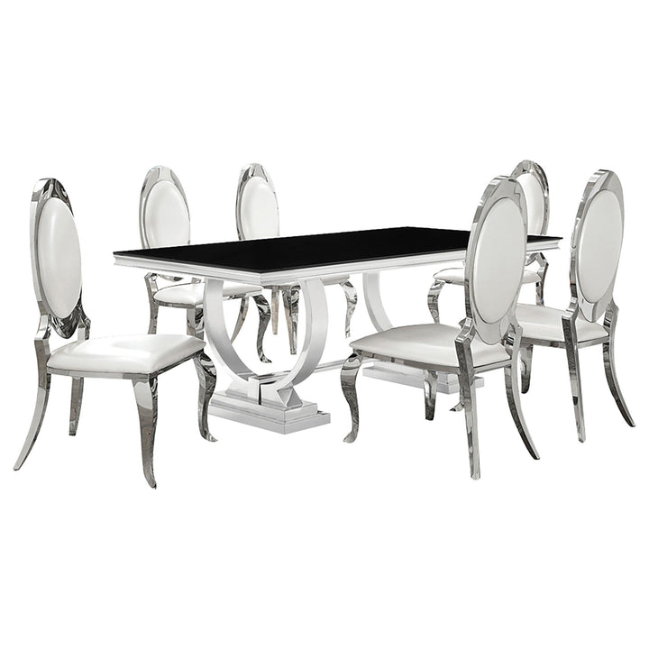 coaster-furniture-107871-s7-antoine-7-piece-rectangular-glass-top-dining-set-chrome