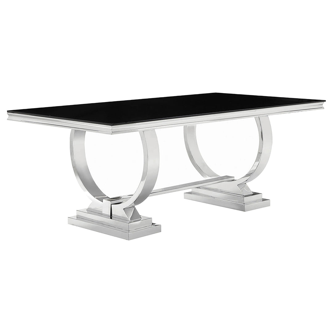 Coaster Furniture 107871 Antoine Rectangular 95-inch Glass Top Dining Table Black
