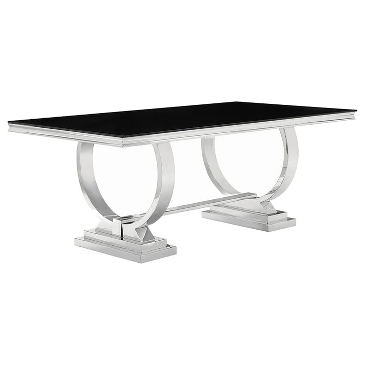 Coaster Furniture 107871 Antoine Rectangular 95-inch Glass Top Dining Table Black