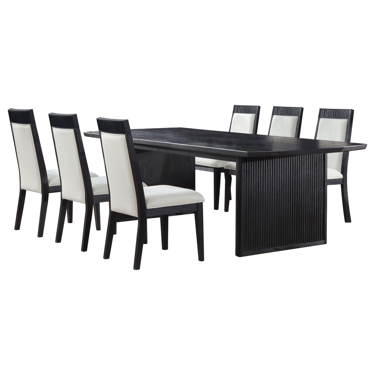 Brookmead - 7-Piece Extension Leaf Dining Table Set - Black / Ivory