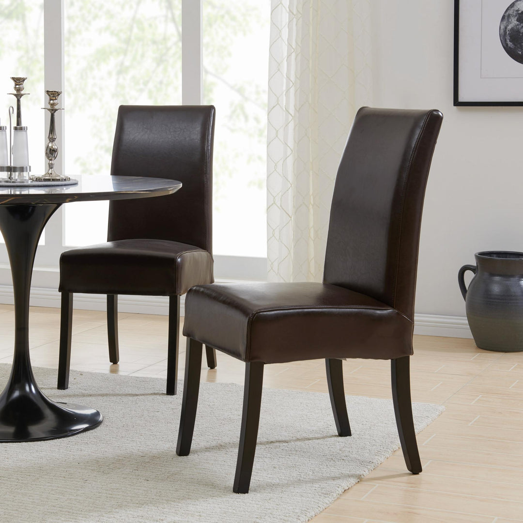 Valencia Leather Dining Side Chair - Brown - view 3