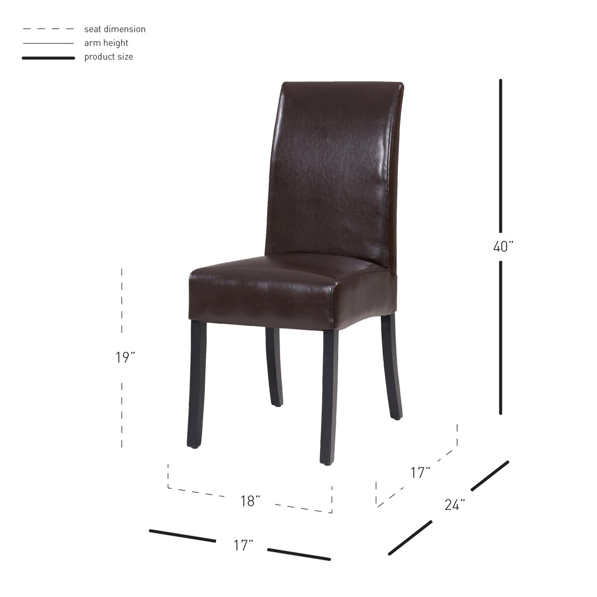 Valencia Leather Dining Side Chair - Brown - view 2