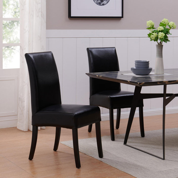 Valencia Leather Dining Side Chair - Black