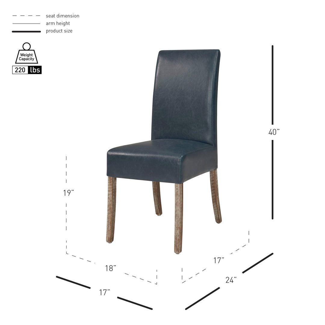 Valencia Bonded Leather Dining Side Chair Drift Wood Legs - Vintage Blue - view 2