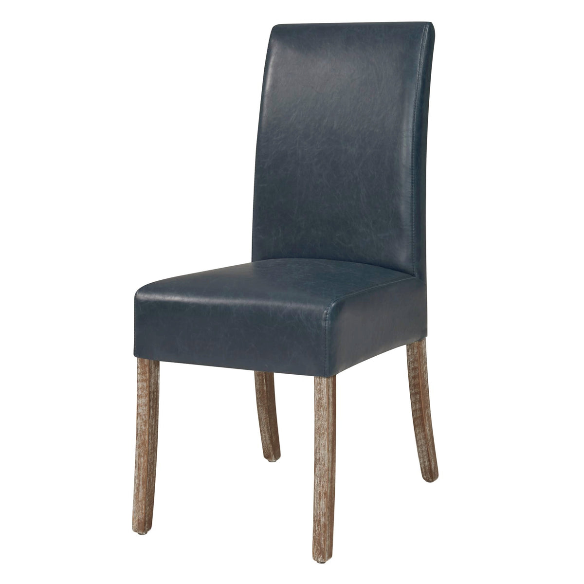 Valencia Bonded Leather Dining Side Chair Drift Wood Legs - Vintage Blue