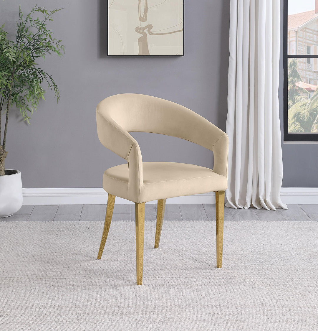 Coaster Furniture 108286 Galiano Velvet Upholstered Dining Arm Chair Beige