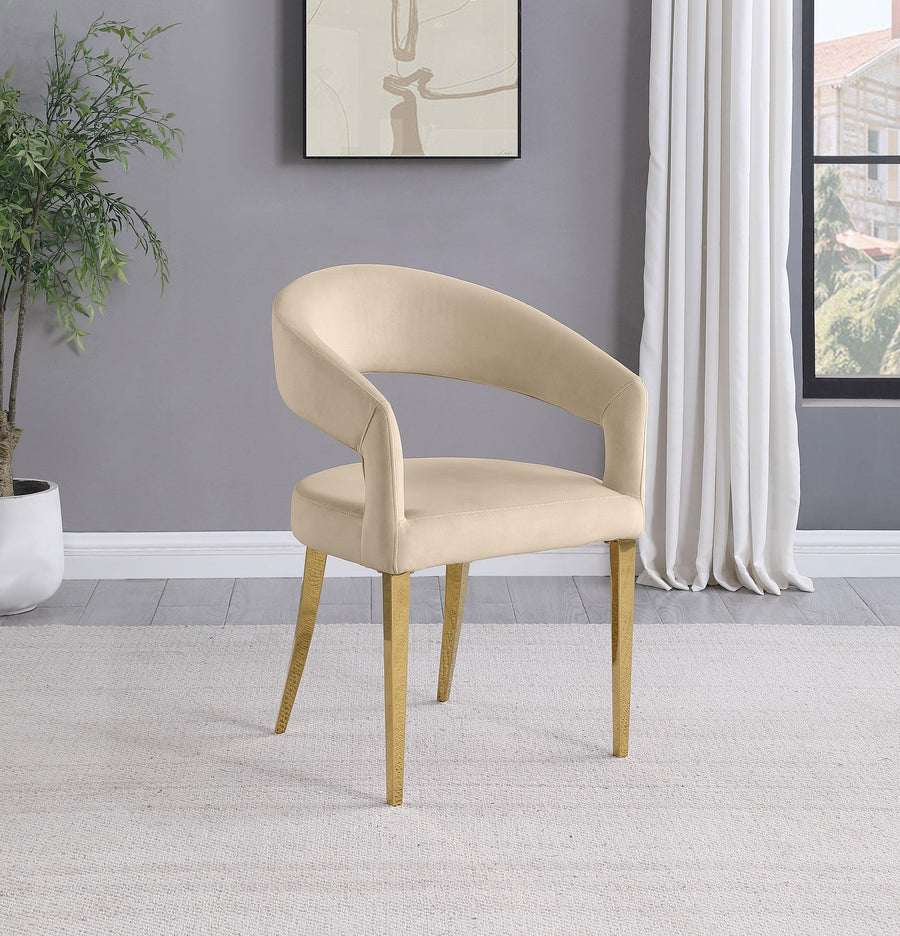 Coaster Furniture 108286 Galiano Velvet Upholstered Dining Arm Chair Beige