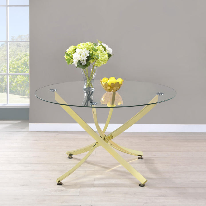 coaster-furniture-108441-beckham-round-46-inch-glass-top-dining-table-brass