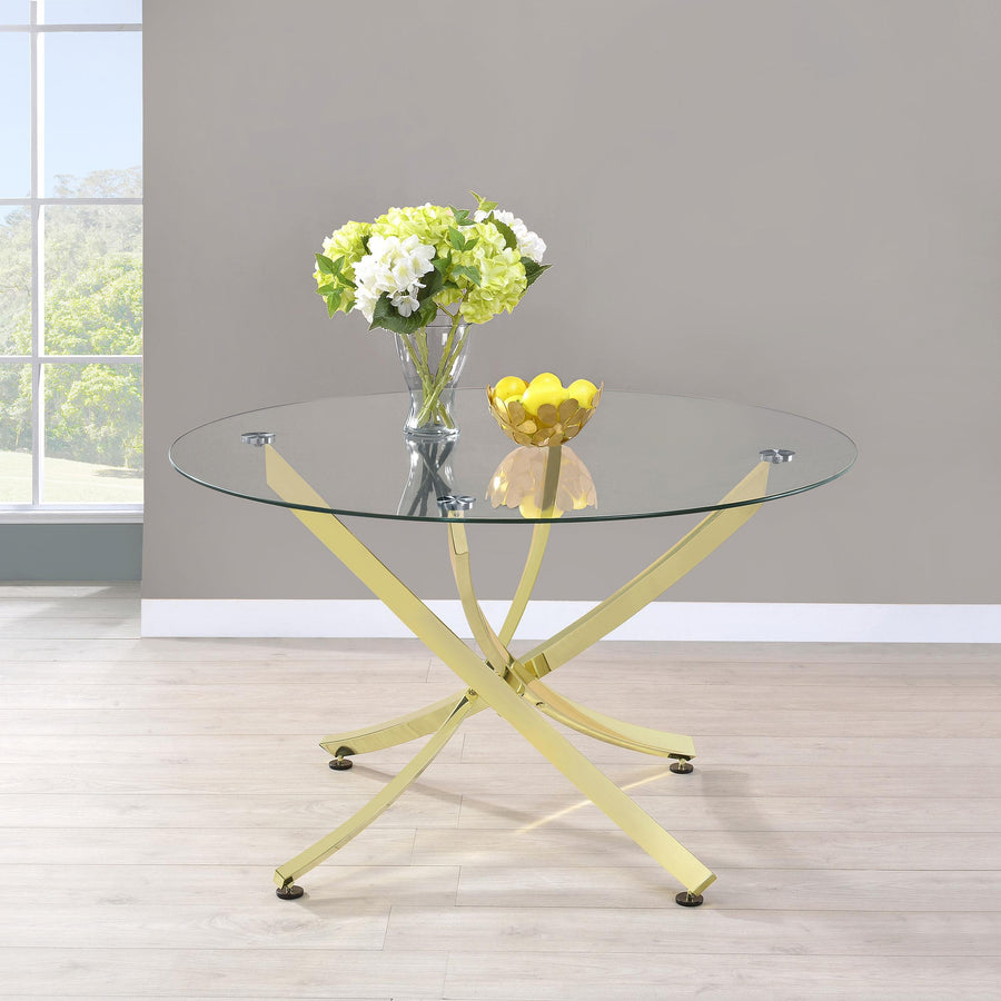 coaster-furniture-108441-beckham-round-46-inch-glass-top-dining-table-brass