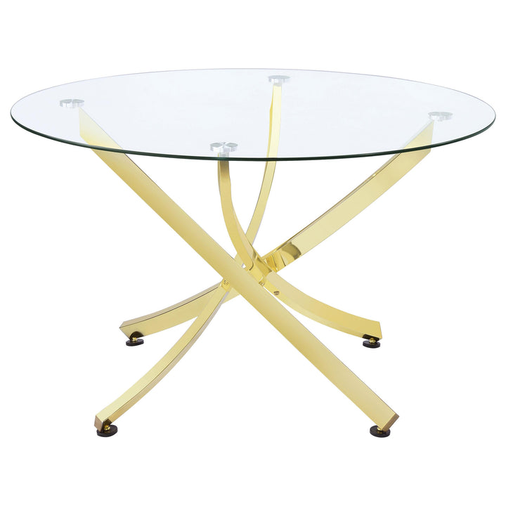 Coaster Furniture 108441 Beckham Round 46-inch Glass Top Dining Table Brass