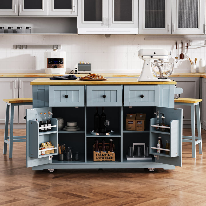 53-inch-blue-kitchen-island-cart-with-drop-leaf-and-power-outlet